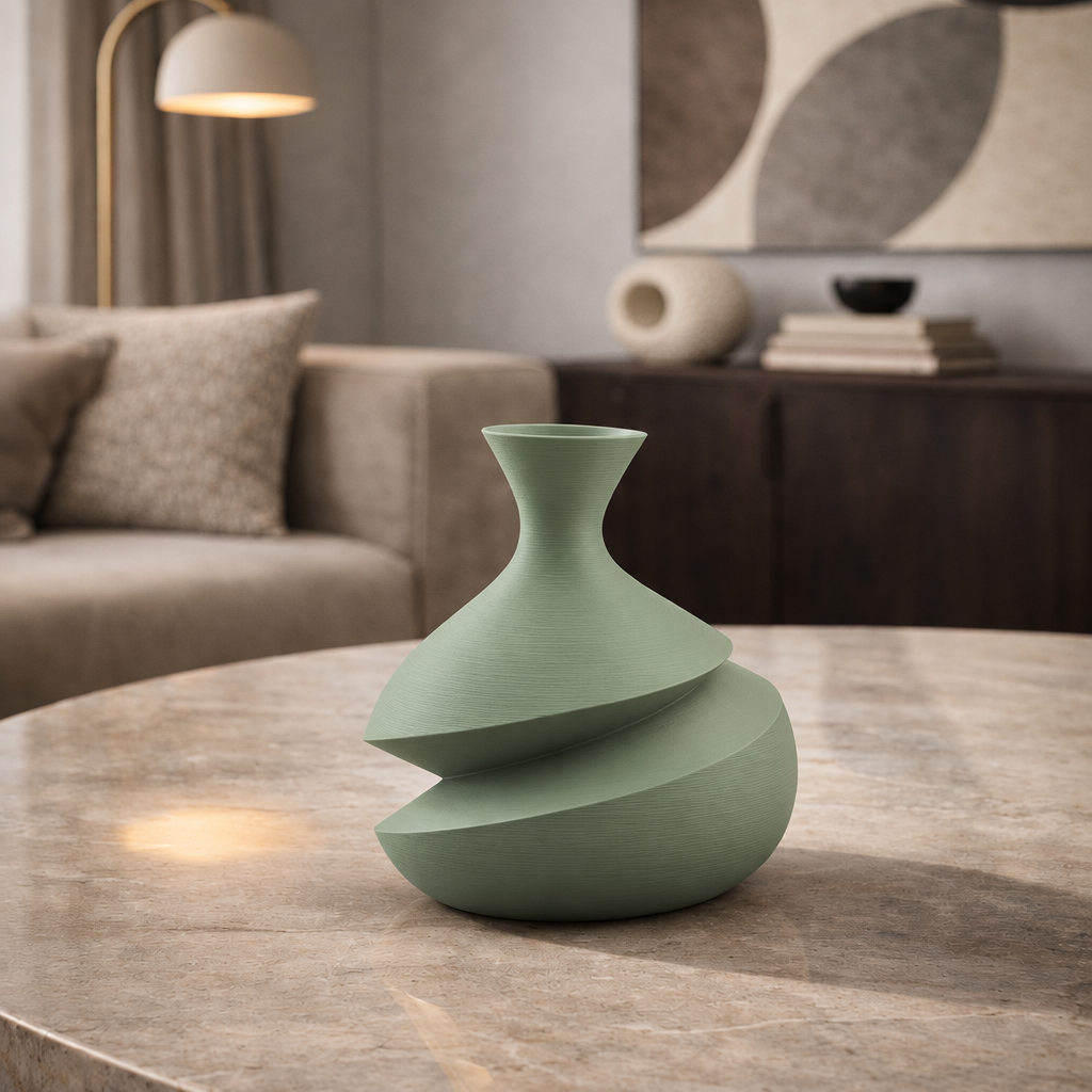 Vaso Penelope salvia opaco stampato in 3D