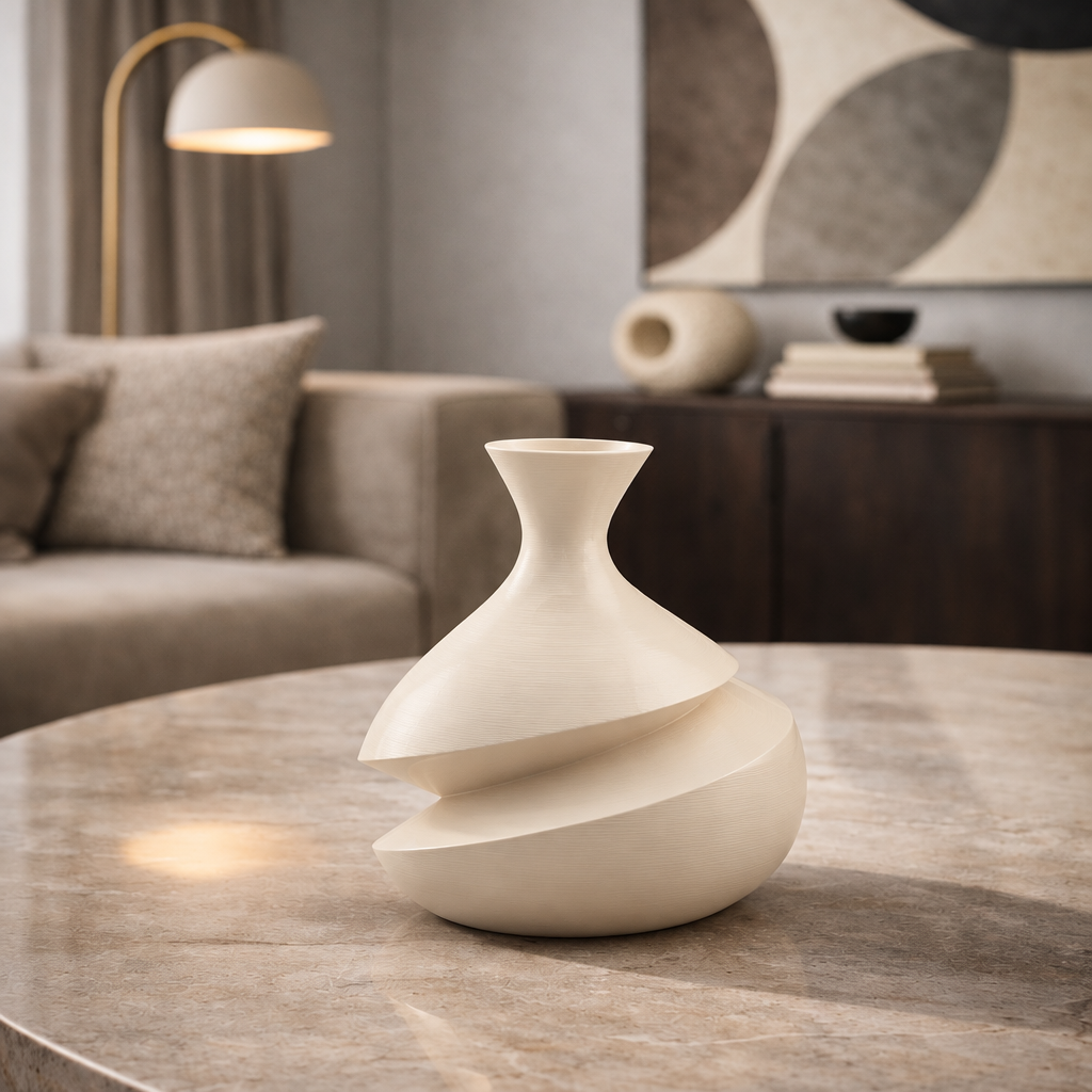 Vaso Penelope bianco neve opaco stampato in 3D
