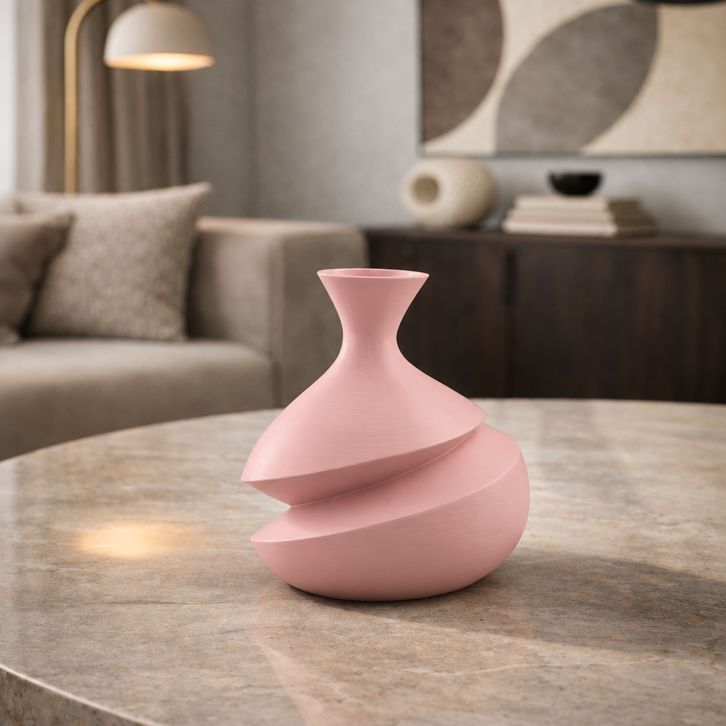 Vaso Penelope rosa cipria opaco stampato in 3D