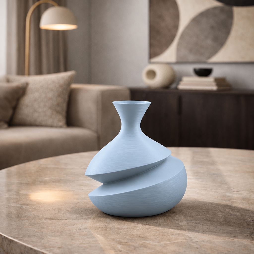 Vaso Penelope azzurro polvere opaco stampato in 3D