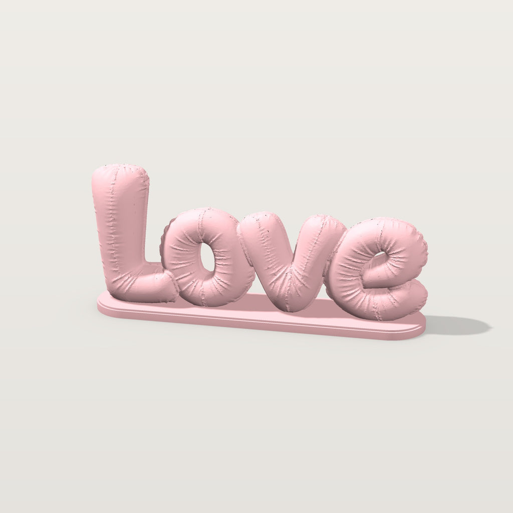 Scritta Love a palloncini rosa cipria su base ovale